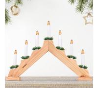 7 Led Wooden Christmas B/o Candle Bridge - Natural