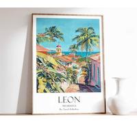 7 Leon Print Leon Travel Poster Nicaragua Travel Print Tropical Decor Botanical Print Nicaragua Poster A2 - Wall Art Home Decor Movie Poster Canvas Film Cinema Retro Vintage Cult Classic Nostargic Sa