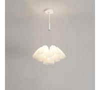 7-Light Flower White Chandelier Pendant Light Acrylic Dimmable LED Ceiling Hanging Lamp Contemporary Nordic Gold Lighting Fixture for Living Room Bedroom Dining Room Foyer Entryway