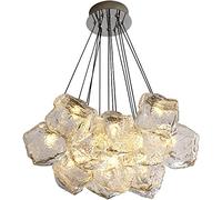 7-Light Modern Crystal Chaner - Nordic Ice Cu Glass LED Ceiling Pendant Light for Dining Room, Living Room, Bedroom, Kitchen Island, Foyer
