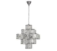Ceiling Light Silver Glacier Chrome Clear Acrylic Cube 7 Chandelier Searchlight