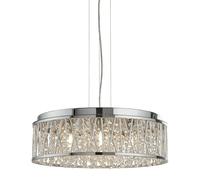 7 Lights LED Chrome Semi-Flush Ceiling Pendant Light with Clear Crystal Drops