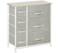 7 Linen Drawers Cabinet Organizer Adjustable Feet White, Oak and Light Grey