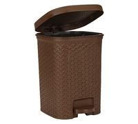 7 Litre Rattan Style Square Plastic Foot Pedal Bins Household Rubbish Bin Bathroom Bins Pedal Waste Trash Bin Dustbin Plastic bin For Home Kitchen Office Bedroom Toilet Restroom (BROWN)