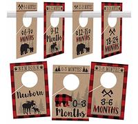 7 Lumberjack Baby Nursery Closet Organizer Dividers For Boy Clothing, Age Size Hanger Organization For Kid Toddler Infant Newborn Clothes Must Have, Shower Registry Gift Supplies, Woodland 0-24 Months