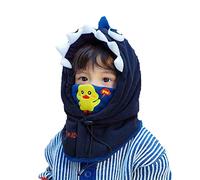 7-Mi Kids Balaclava Full Face Mask 3 in 1 Boys/Girls Neck Warmer Windproof Ski Caps Winter Hat Hood Fleece Wear Gear for Skiing, Snowboard Cycling Outdoor (Dinosaur)