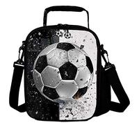 7-Mi Portable Kids Lunch Box Bag, Reusable Insulated Lunch Tote for Kids Boys Girls Washable Crossbody Lunch Container Food Carrier, Football