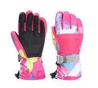 7-Mi Winter Ski Gloves,Children's Touchscreen Snow Mittens Snowboard Waterproof Lined Long Cuff Leather Kids Gloves for Boys & Girls Sports Outdoor Play