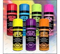 7 Mix Cans Fluorescent Neon Spray Paint Multipurpose Aerosol DIY Graffiti (Banksey) N0 CFCs Extra Bright Assorted Colours Paint Blue Green Orange Pink Yellow Red Purple 200ml - A3