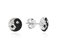 7 mm Yin Yang Balance Sparkle .925 Sterling Silver Stud Earrings