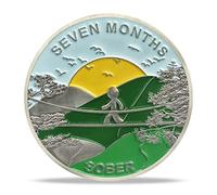 7 Month Sobriety Coin - AA Recovery Medallion with Walking Path Design and Motivational Quote, Celebrate Sobriety Present for Men and Women, Inspirational AA Member Token