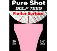 7 More Yards! Pure Shot Golf Tees (20 per Package) 2-3/4" Long with 0.38" Wide Head. Flatter Head Resulting in No Resistance, Designed to Have Zero Interference on The Ball. (20) (Pink)