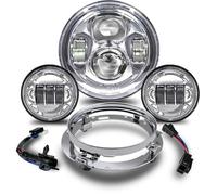 7" Motorcycle LED Headlight 4.5" Fog Passing Lights DOT SAE Approved Davidson Fat Boy Street Glide Heritage Softail Road King Switchback Electra Glide Ultra Classic Chrome