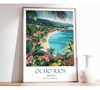 7 Ocho Rios Print Ocho Rios Travel Poster Jamaica Travel Poster Caribbean Print Tropical Decor Poster A5 - Wall Art Home Decor Movie Poster Canvas Film Cinema Retro Vintage Cult Classic Nostargic Sag