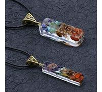 7 Orgone Chakra Crystals Stones Orgone Pendant,orgonite Chakra Necklace for Emf Protection and Spiritual Healing（Set of 2）