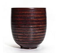 7 oz Japanese Tea Cups 1pc Small Ceramic Coffee Cup, Handleless Matcha Mug | HQBRO Handcrafted Teacup with Good Heat Retention, Patented Design, Microwave Dishwasher Safe, Dark Red