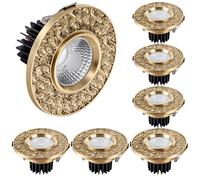 7 Pack 4.3 LED Recessed Ceiling Lights, High Brightness 4000K Cool White, Selectable Wattage 3W-14W, Brass Potlight, Energy-Efficient Downlights for Home Lighting (A 10W)