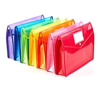 7 Pack A4 Plastic Wallet Folder Envelopes with Closure and Label Pocket, 2.8" Expansion, Letter Size, Clear Poly File Folders Holder Documents Organizer Expandable for School Home Work Office