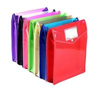 7 Pack A4 Plastic Wallets, Waterproof Popper Wallet Plastic Document Folder Premium Pockets Files Envelope for School Office Home, with Snap Closure, Large Capacity