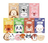 7-Pack Animal Print Face Mask Set for Teens - Hydrating Sheet Masks with Cute Designs, Moisturizing & Brightening Facial Skincare Gift for Teenage Girls - Suitable for All Skin Types