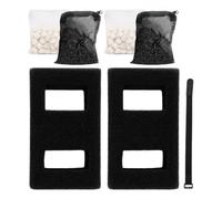 7-Pack Aquarium Filter Media Kit for 15G Desktop Freshwater Saltwater | Triple Filtration: 2 Carbon Cartridges, 2 Sponge Cartridges, 2 Ceramic Rings, 1 Wire, Black Ceramic Sponge, 5.2x3x10in