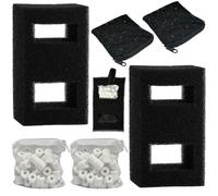 7-Pack Aquarium Filter Media Kits, Compatible with Fluval Flex 15G (57 Litre) Aquariums, Includes 2 Carbon Filter Refills, 2 Black Foam Filter Inserts, 2 Ceramic Rings (Biomax) & 1 Filter Cable
