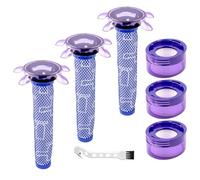 (7 Pack) Car+Boat Replacement Filters for Dyson Car+Boat handheld, V8 Animal Extra SV25, SV10, SV11, V8 FOCUS Mattress, V7 SV37, Replace #965661-05&967478-05, 3 Pre-Filters, 3 Post-Filters, 1 Brush