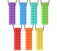 7 Pack Chew Necklaces for Sensory Kids Boys and Girls Silicone Bundle with ADHD Chewing Autism Biting Needs Teething Necklace Oral Motor Aids Chewy for Adults Reduce Anxiety Fidget
