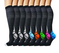 7 Pack Copper Knee High Compression Socks For Men & Women-Best For Running,Athletic,Medical,Pregnancy and Travel -15-20mmHg (L/XL, Multicoloured 1(no copper))