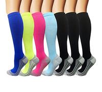 7 Pack Copper Knee High Compression Socks For Men & Women-Best For Running,Athletic,Medical,Pregnancy and Travel -15-20mmHg (L/XL, Multicoloured 3)