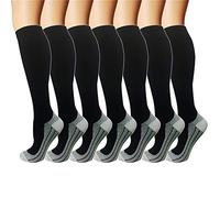 7 Pack Copper Knee High Compression Socks For Men & Women-Best For Running,Athletic,Medical,Pregnancy and Travel -15-20mmHg (L/XL, Black-1)