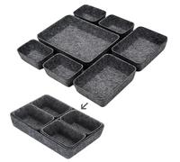 7 Pack Desk Drawer Organiser, Felt Drawer Organizers, Office Drawer Dividers Storage OrganiserTray, Drawer OrganiserTrays Durable Drawer Organizer for Home Office Stationery Dresser - Dark Gray