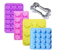 7 Pack Dog Treat Molds, Puppy Dog Paw and Bone Molds, Non-Stick Dog Ice Molds Trays, Reusable Baking Molds for Chocolate, Candy, Cupcake, Biscuits- Perfect Dog Cookie Molds for Puppy Lovers