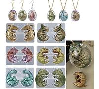 7 Pack Dragon Earring Mold Dragon Egg Mold Earring Pendant Resin Mold Dinosaur Mold Silicone Mold for Resin Earring Decoration Mold