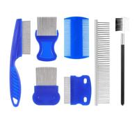 7 Pack Flea Comb for Cats Dogs Stainless Steel Dog Cat Grooming Combs Double Sided Rounded Teeth Flea Lice Comb Tick Removal Tool Tear Stain Remover for Small Cats Dogs Pets