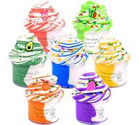 7 Pack Fluffy Butter Rainbow Slime, Non-Sticky and Soft for Boys, Scented Slime Party Favors, Birthday Gift, Stress Relief Toy for Kids