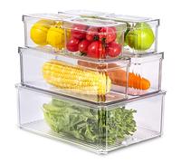 7 Pack Fridge Storage Containers with Lids,Plastic Food Storage Box,Stackable Refrigerator Organizer Bins, Multi-Purpose Kitchen Organization and Storage Bins for Food, Drinks, Veggie, Fruits