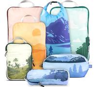 7 Pack Large Packing Cubes for Travel - Ultra Lightweight Expandable Compression Packing Cubes for Clothes (Landscape)