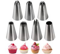 7 Pack Large Piping Tips Seamless Stainless Steel Icing Nozzle Set for Cake Cupcake Cookie Decorating
