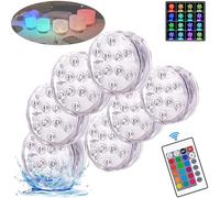 7-Pack LED Lights for Crystal Singing Bowl Set, (16 Color) RGB Multi-Color Changing Crystal Singing Bowl Lights with Remote Control, Waterproof Decorations for Holiday Party, Battery Operated