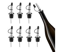 7 Pack Liquor Pourer with Rubber Dust Caps, Bottle Pourers for Spirits, Stainless Steel Freeflow Liquor Spirits Pourer Speed Pourers Wine Bottle Spirits Pourers Tapered Spout with Rubber Dust Caps