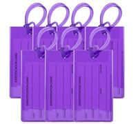 7-Pack Luggage Tags for Suitcases | Travel Tags for luggage | Bag Tags | Flexible Travel ID | Luggage Labels for Suitcases, Baggage & Bags | Purple Luggage Tags