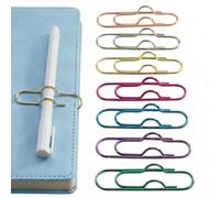 7 Pack Metal Pen Holder Clips for Notebooks, Planners & Journals | Pen Book Holder Bookmark Paperclip | Colourful Stainless Steel Pen Clip for A5 Planner, Diary, Midori | Stationery for Students & Off