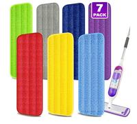 7 Pack Microfibre Mop Pads Washable for Spray Mops -Wet Dust Mop Pads | Reusable Mop Pads Multi-purpose for 13''-15'' Floor Mops - Mopping Dry Refills for Hardwood Tile Wood laminate Vinyl Ceramic