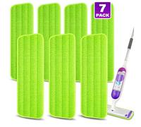 7 Pack Microfibre Mop Pads Washable for Spray Mops -Wet Dust Mop Pads | Reusable Mop Pads Multi-purpose for 13''-15'' Floor Mops - Mopping Dry Refills for Hardwood Tile Wood laminate Vinyl Ceramic