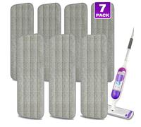 7 Pack Microfibre Mop Pads Washable for Spray Mops -Wet Dust Mop Pads | Reusable Mop Pads Multi-purpose for 13''-15'' Floor Mops - Mopping Dry Refills for Hardwood Tile Wood laminate Vinyl Ceramic