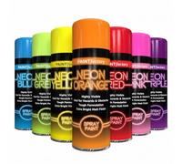 7 Pack Neon Spray Paint 200ml - Fluorescent Aerosol Paint Set Extra Bright Colours Red Blue Green Yellow Orange Pink Purple - Quick Dry Matt Finish DIY Graffiti Craft Metal Wood Plastic