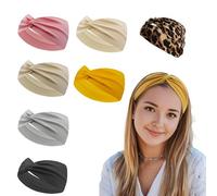 7 Pack Non-Slip Headbands for Women, Elastic Yoga Headbands Twist, Turban, Hair Wrap, Wide Soft Breathable Hair Bands for Workout, Running, Sports