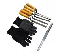 7 Pack Pointing Trowel, Stainless Steel Pointing Trowel Set with Finger Trowels 6-15 mm Brick Joint Filling Tool Kit for Repointing Brickwork Gap Repair Masonry DIY Professional Use with Gloves