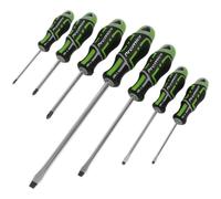 7 PACK Premium Soft Grip Screwdriver Set - Slotted & Phillips Various Size GREEN